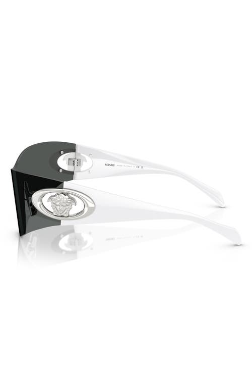 Versace Eclipse 142mm Rimless Wrap Shield Sunglasses In 10008742 Dark Grey