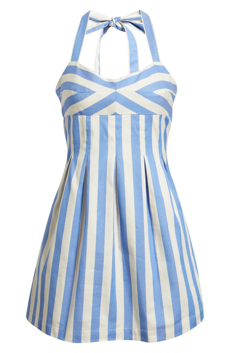 Saylor Kate Halter Minidress, Alternate, color, Blue/ Creme