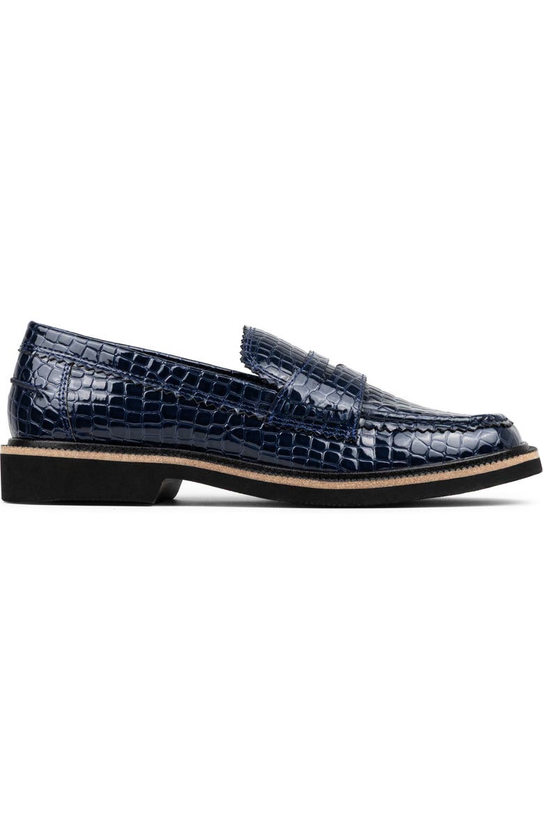 Donald Pliner Croc Embossed Loafer, Alternate, color, Navy