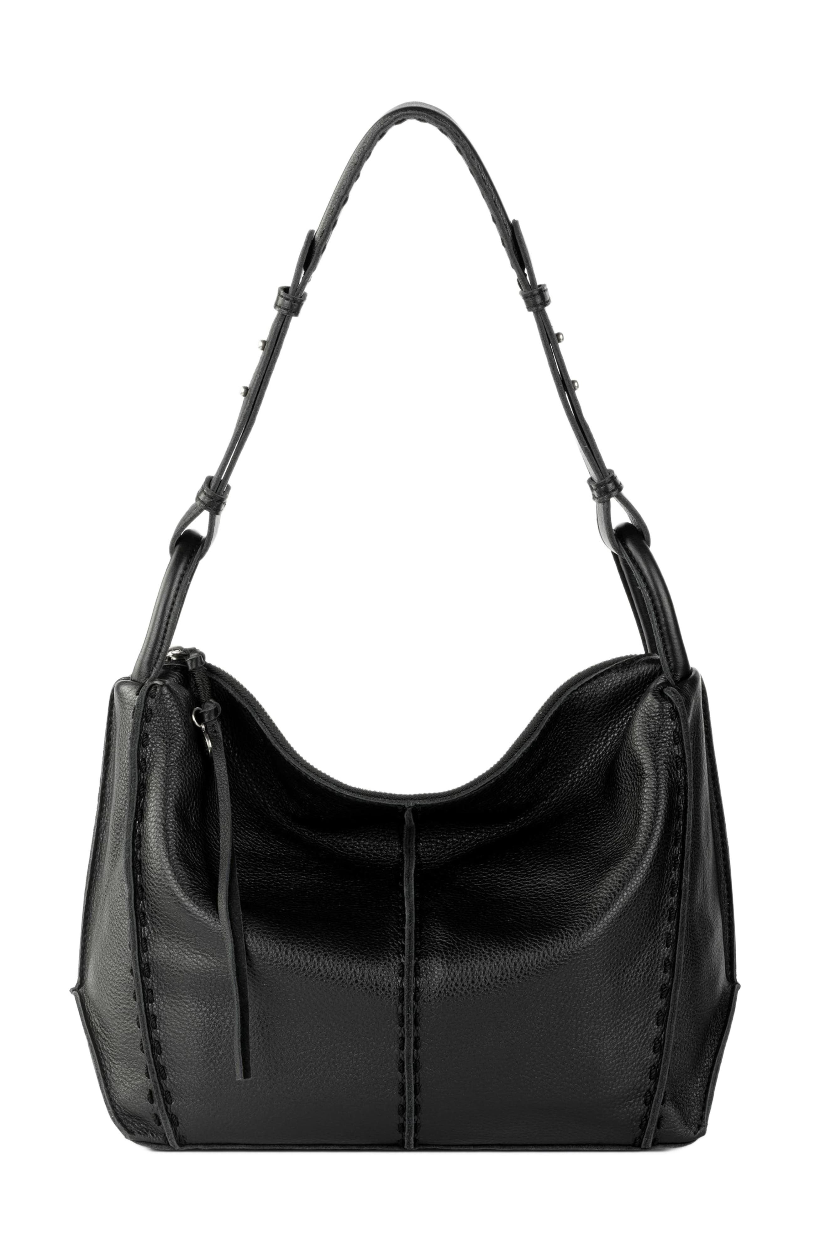 The Sak Los Feliz Hobo Leather Bag, Main, color, Black