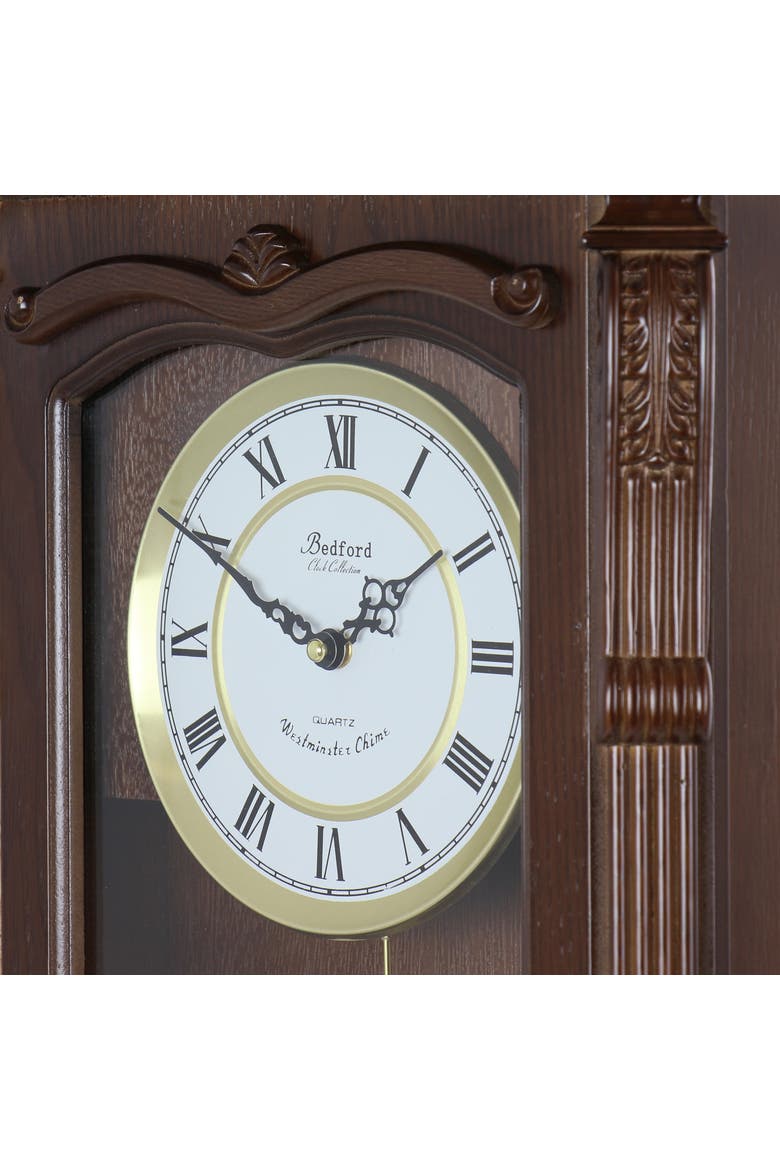 Rectangular Chiming Pendulum Wall Clock, Alternate, color, Chestnut