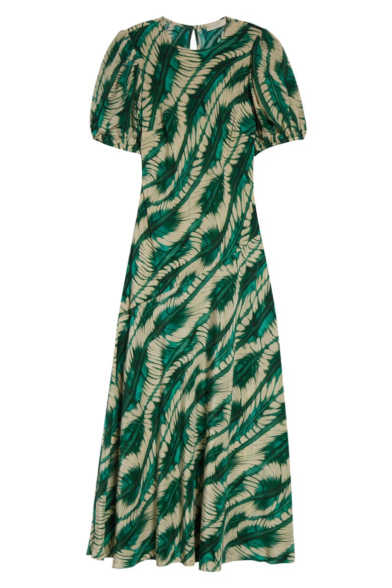 Ines Puff Sleeve Silk Maxi Dress, Alternate, color, ACACIA