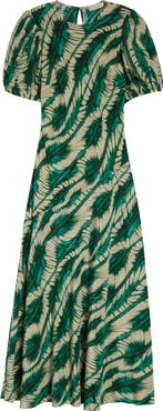 Ulla Johnson Ines Puff Sleeve Silk Maxi Dress