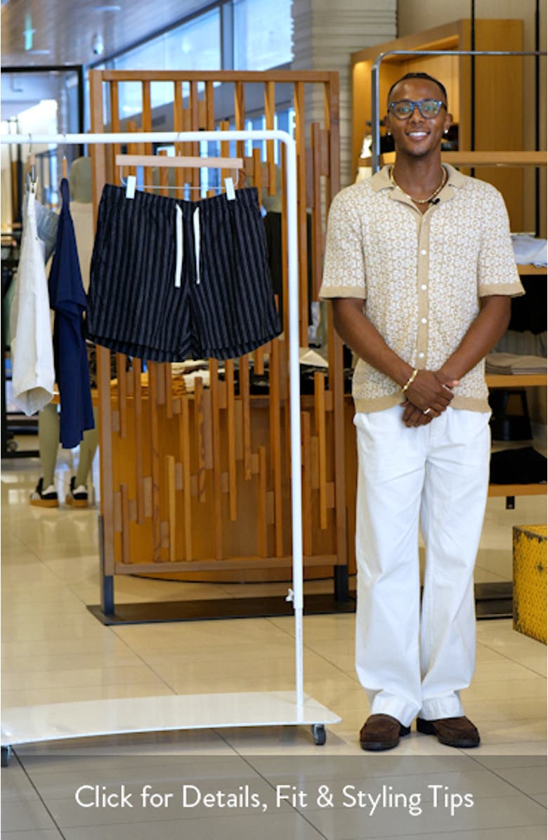 Nomad Stripe Drawstring Cotton & Linen Shorts, sales video thumbnail