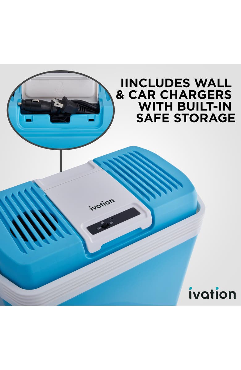 Ivation 24L Electric Cooler/Warmer, Alternate, color, Aqua Blue
