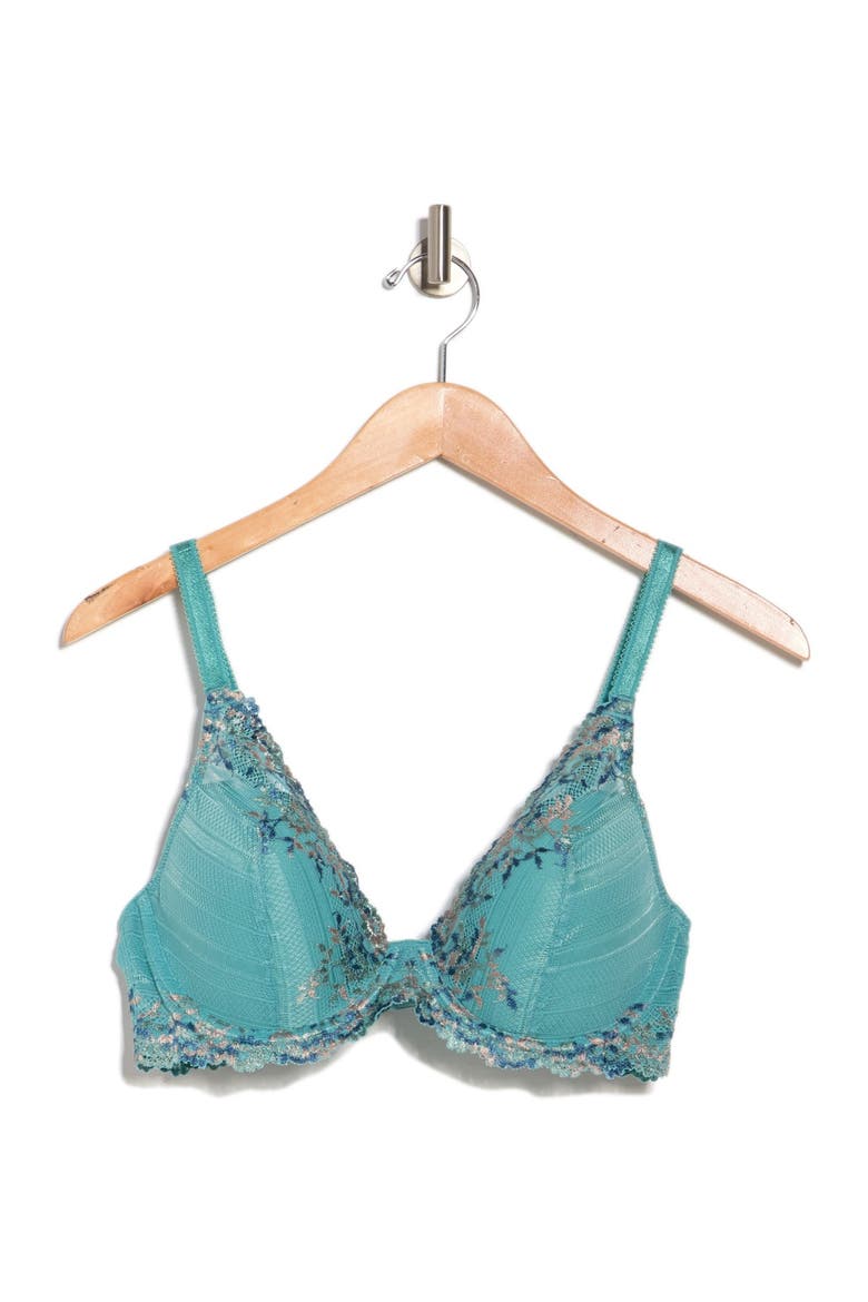 Embrace Lace Plunge T-Shirt Bra, Main, color, BRISTOL BLUE MULTI