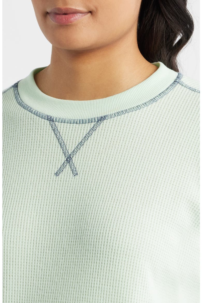 Contrast Stitch Waffle Knit Sweatshirt, Alternate, color, MINT