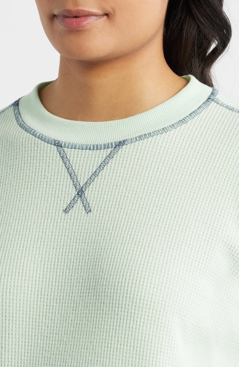CITY BLUES Contrast Stitch Waffle Knit Sweatshirt, Alternate, color, Mint
