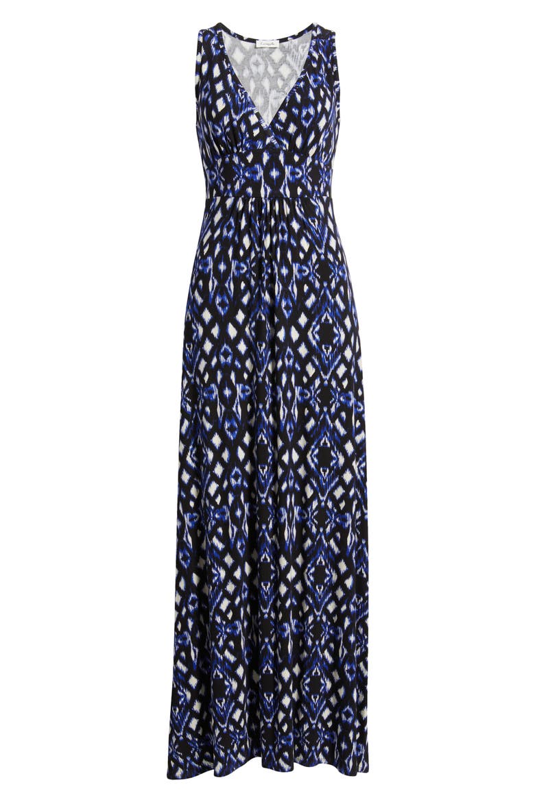Sleeveless Jersey Maxi Dress, Alternate, color, BLACK/ ROYAL