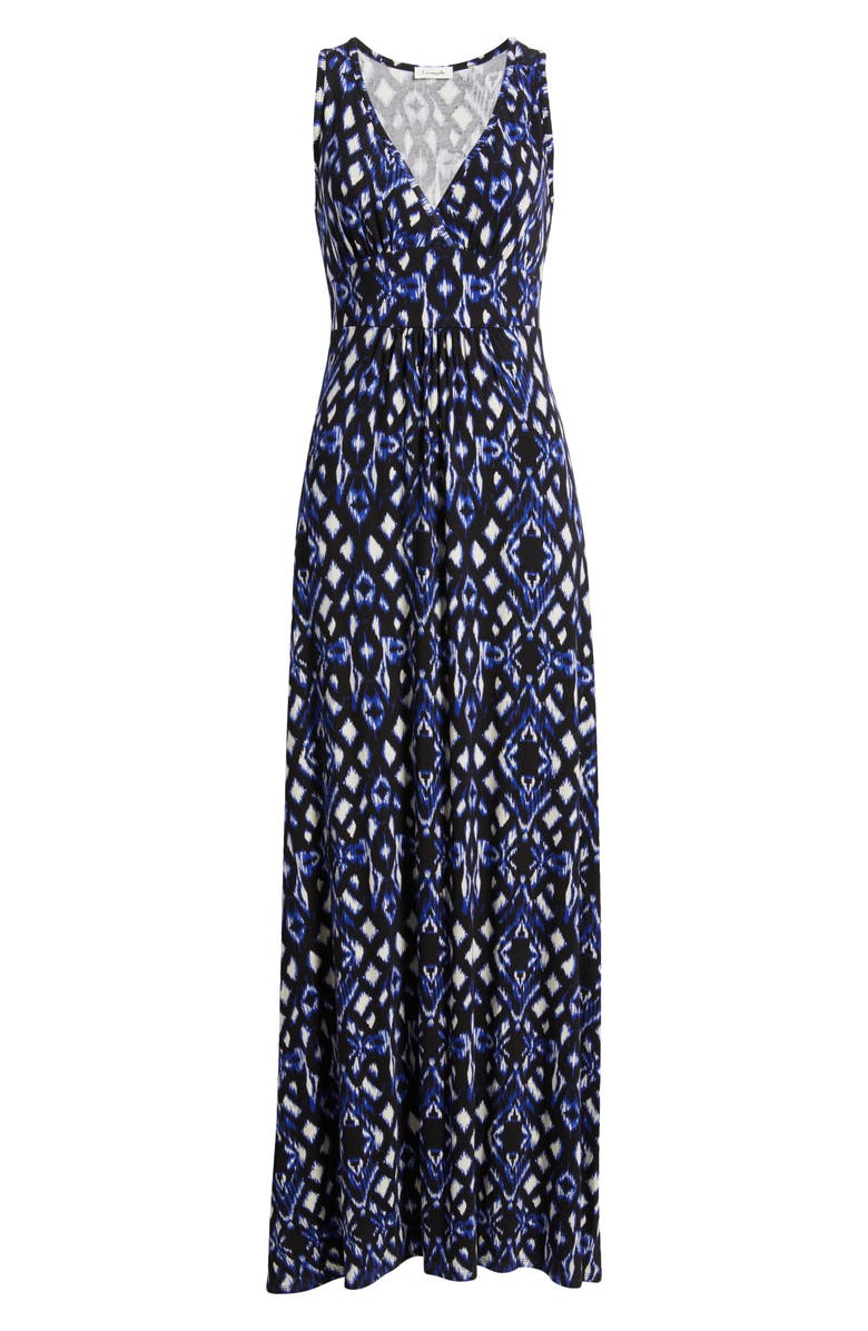 Loveappella Sleeveless Jersey Maxi Dress, Alternate, color, Black/ Royal