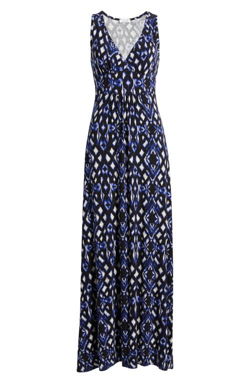 Loveappella Sleeveless Jersey Maxi Dress In Black/royal