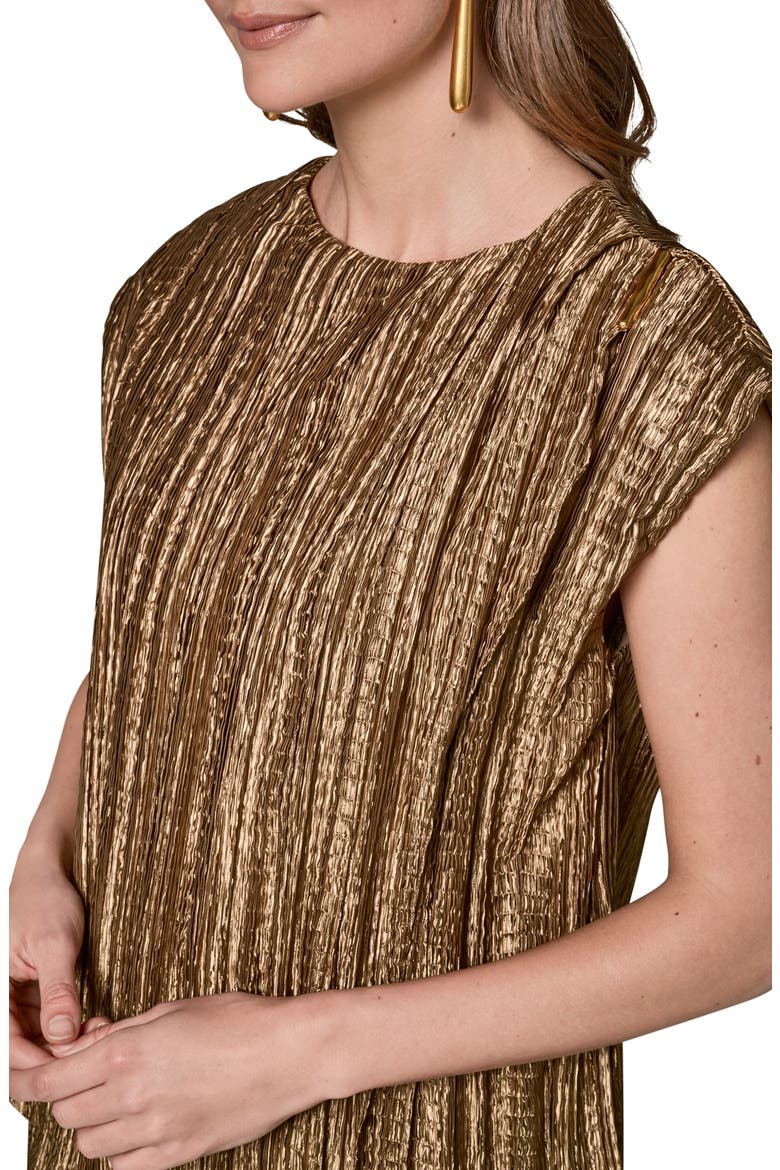 Pleated Metallic Top, Alternate, color, GOLD