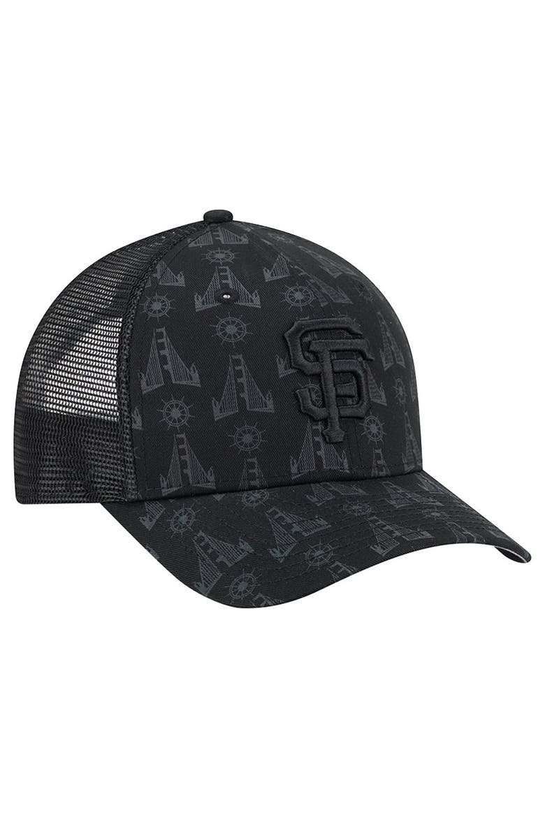 Men's New Era Black San Francisco Giants Tonal Icon 9FORTY Adjustable Trucker Hat, Alternate, color, Black