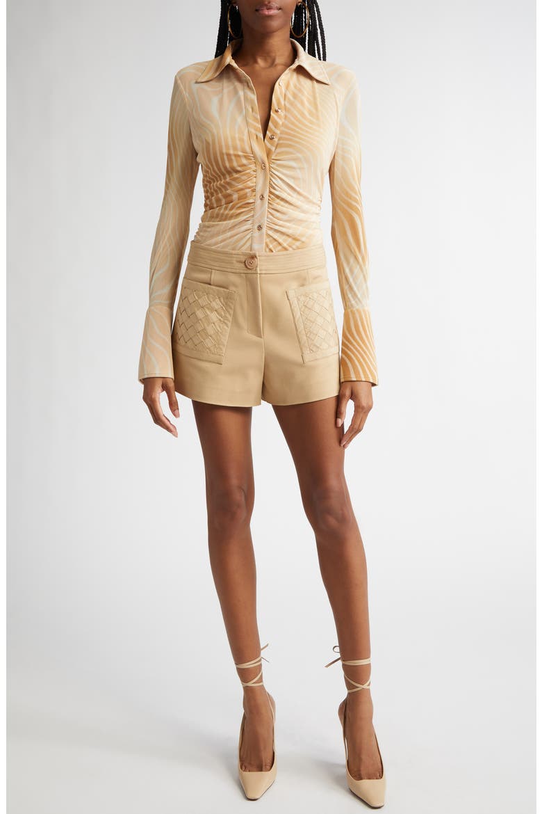 Talisa Flare Sleeve Button-Up Top, Alternate, color, BURLAP SWIRL