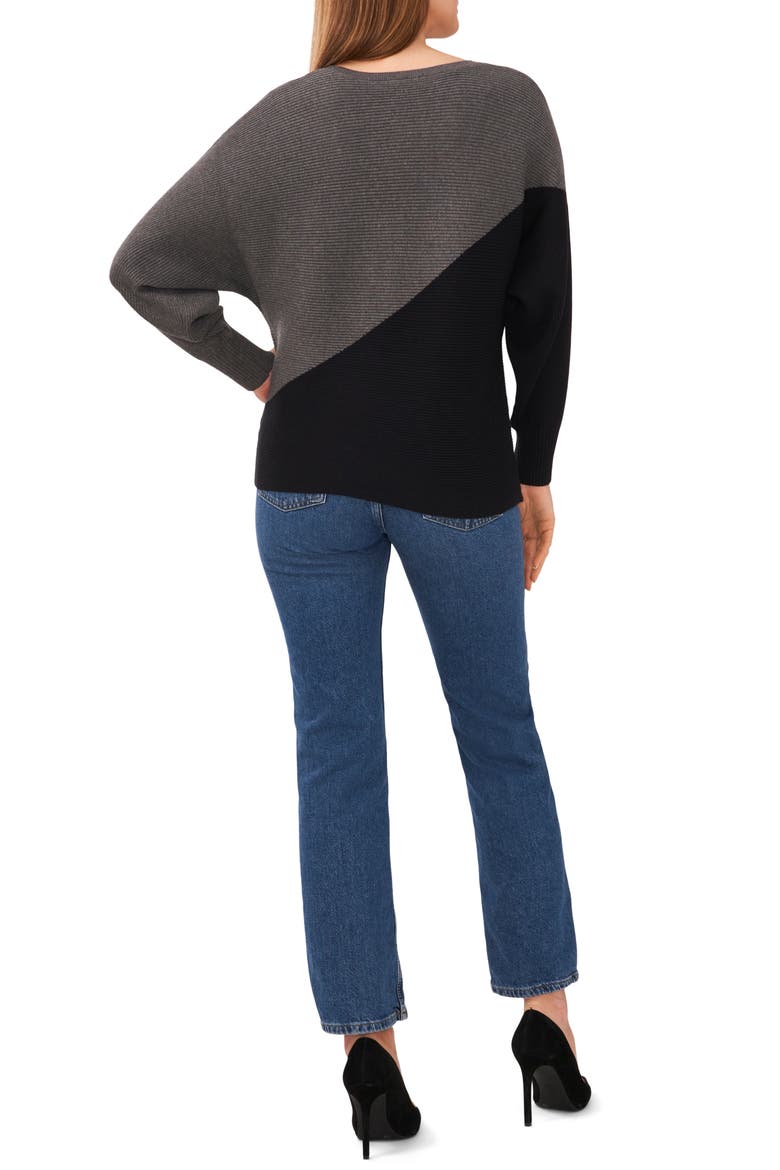 Asymmetric Colorblock Cotton Blend Sweater, Alternate, color, MEDIUM HEATHER GREY
