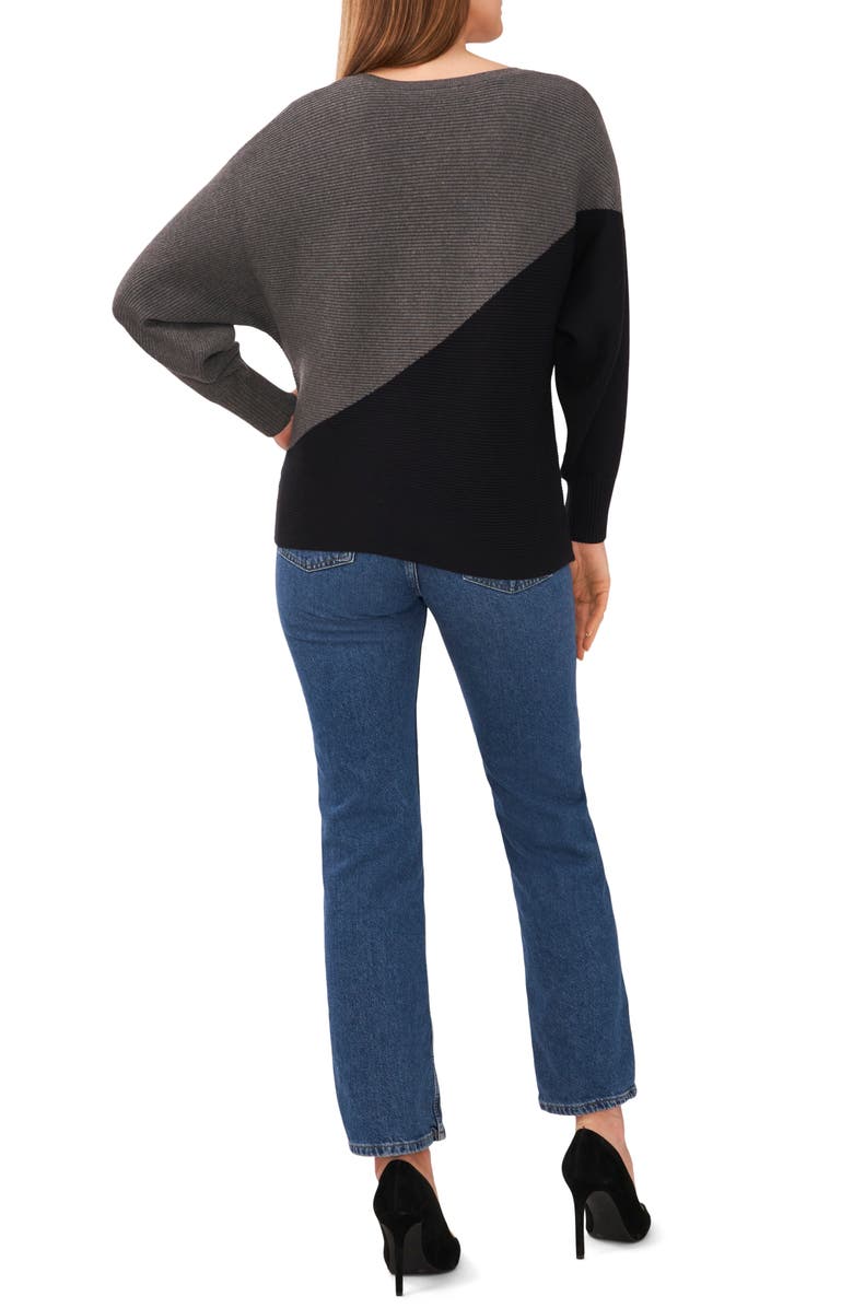 Vince Camuto Asymmetric Colorblock Cotton Blend Sweater, Alternate, color, Medium Heather Grey