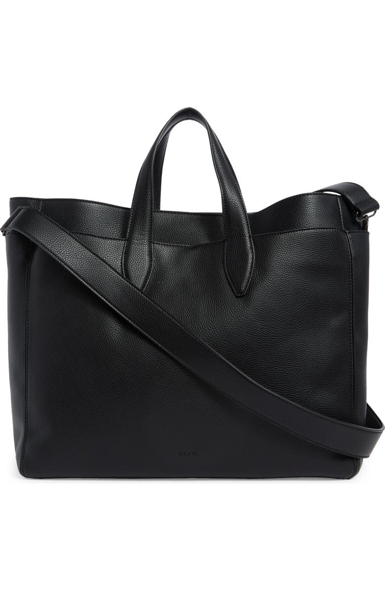 BCBG Layered Faux Leather Tote, Alternate, color, Black