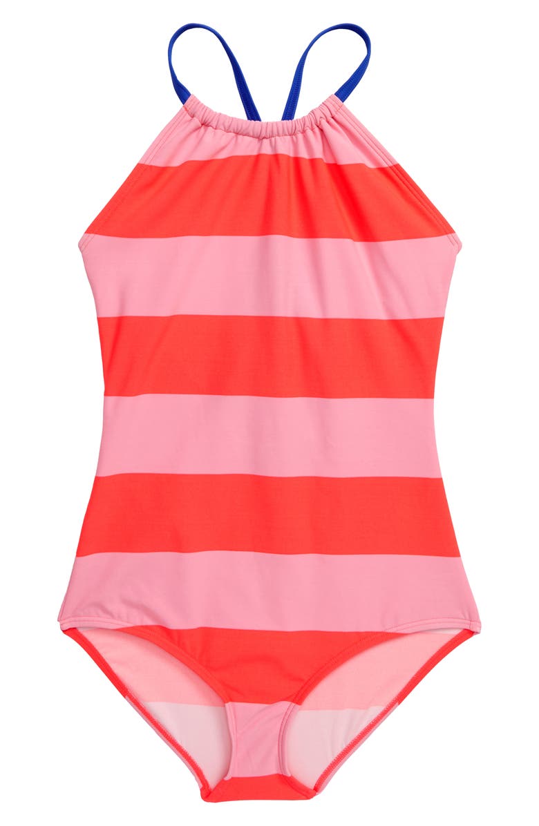 Mini Boden Stripe One-Piece Bathing Suit, Main, color, 
