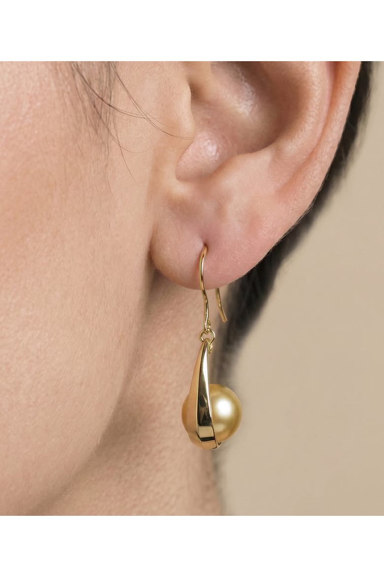 14K Gold Golden South Sea Pearl Regina Earrings, Alternate, color, Yellow Gold