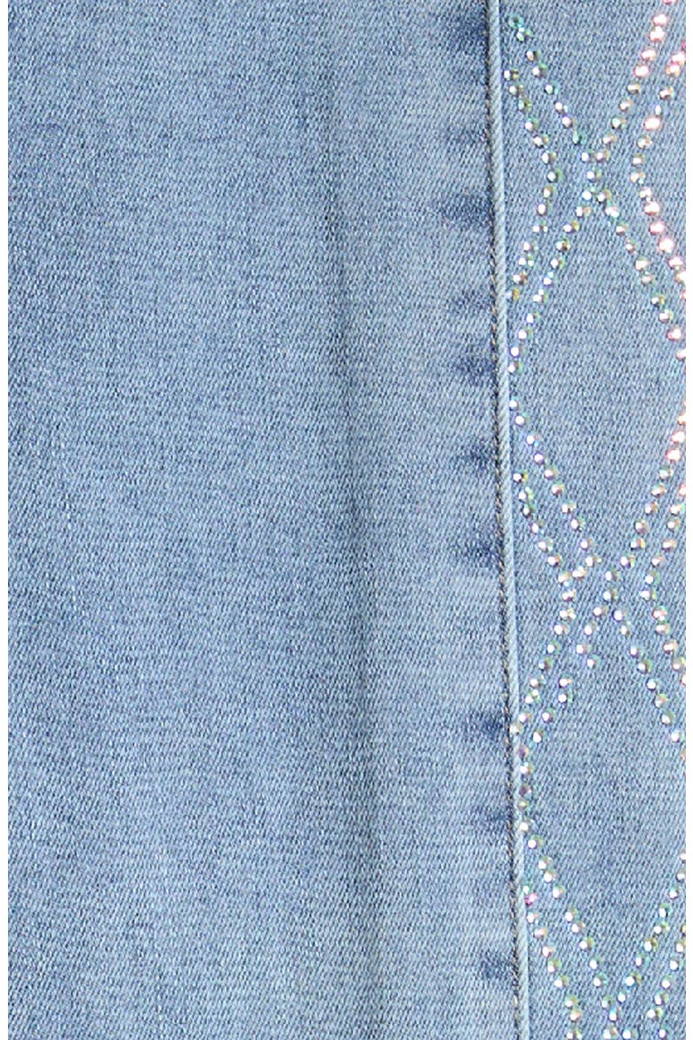 Kids' Rhinestone Side Panel Flare Jeans, Alternate, color, LIGHT INDIGO