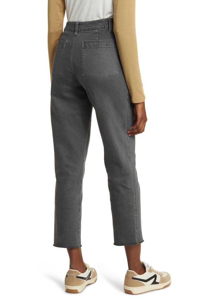 Frayed Ankle Straight Leg Utility Pants, Alternate, color, WASHED BLACK