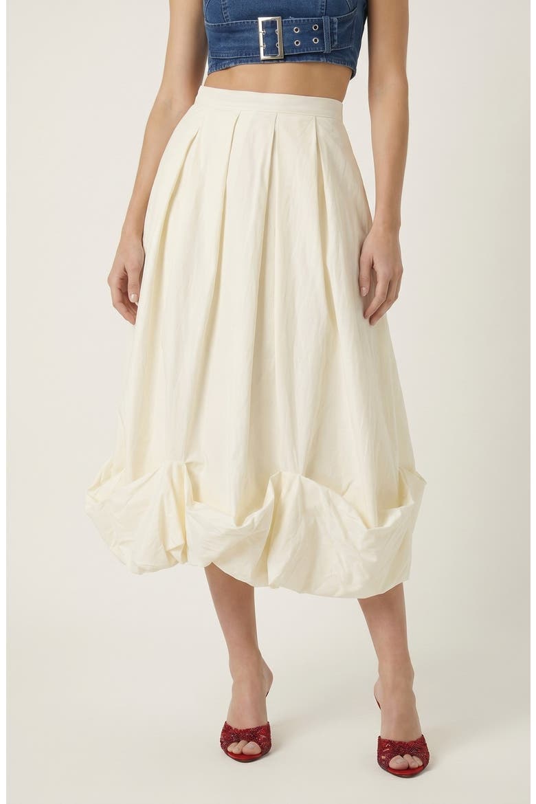 Sculpted Bubble Hem Midi Skirt, Main, color, Ivory