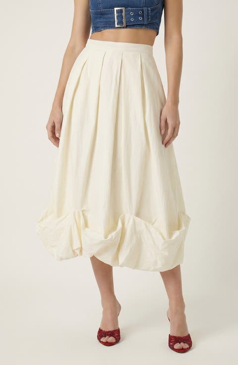 Sculpted Bubble Hem Midi Skirt