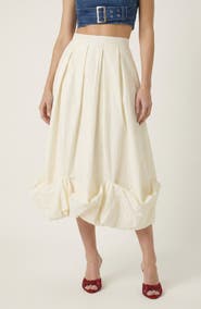 Modenaire Sculpted Bubble Hem Midi Skirt