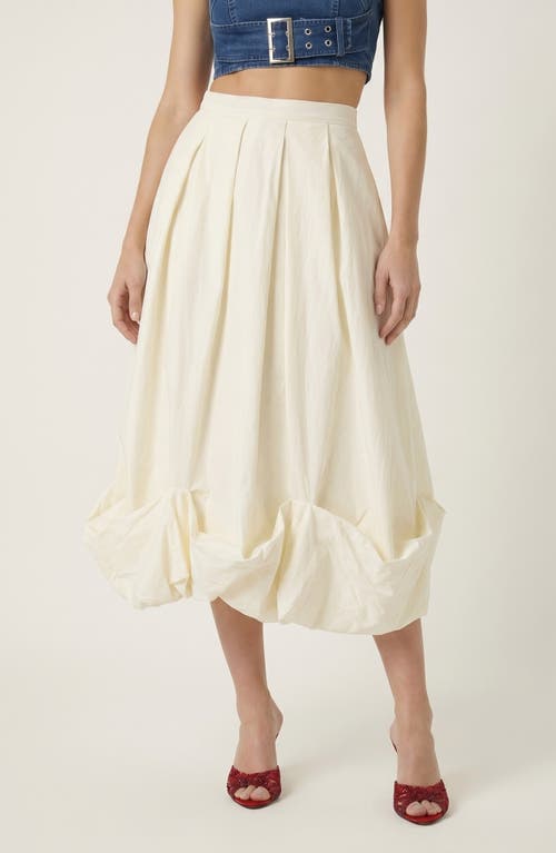 Modenaire Sculpted Bubble Hem Midi Skirt In White