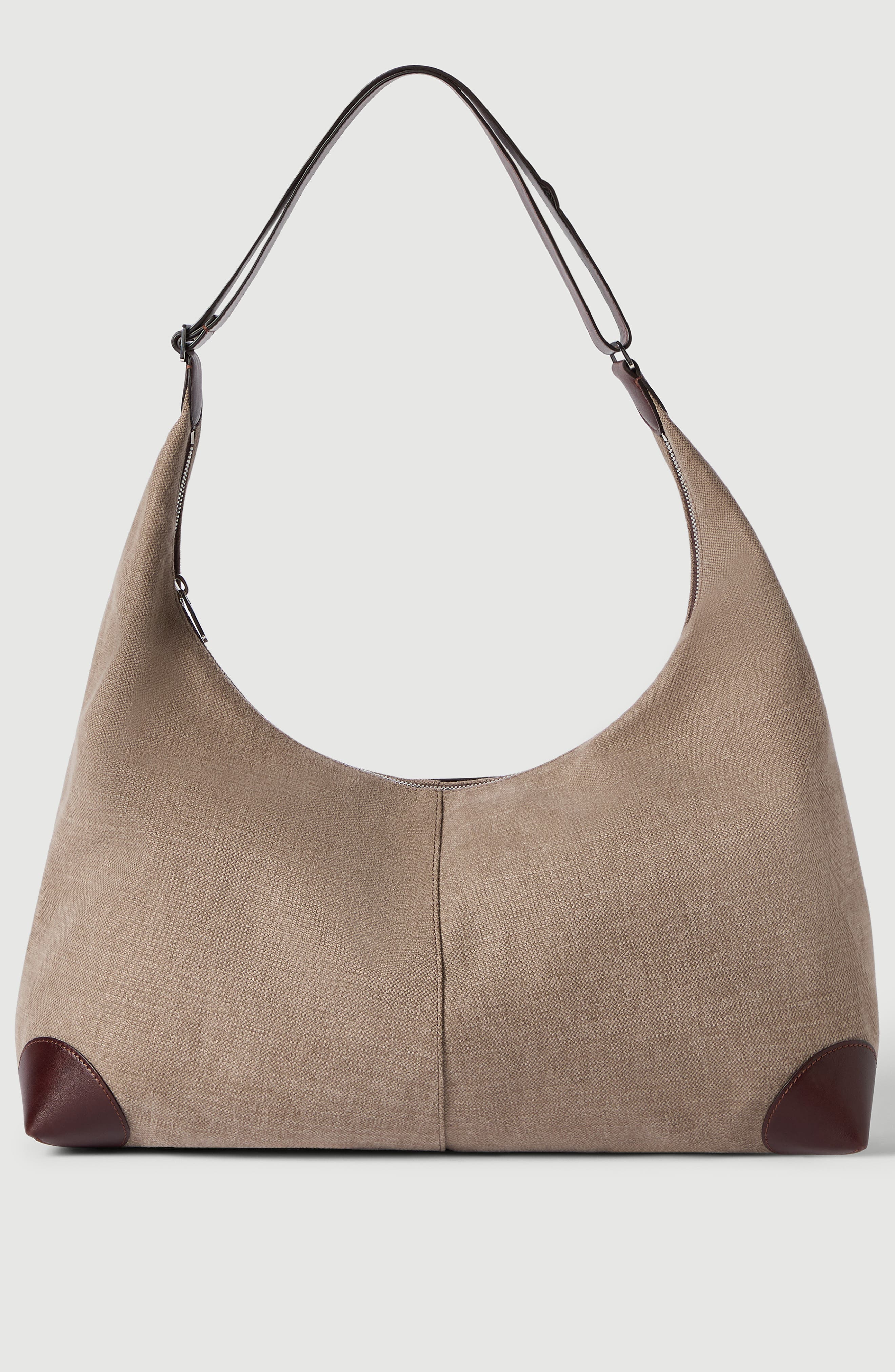 Brunello Cucinelli Canvas and calfskin messenger bag, Alternate, color, Leather