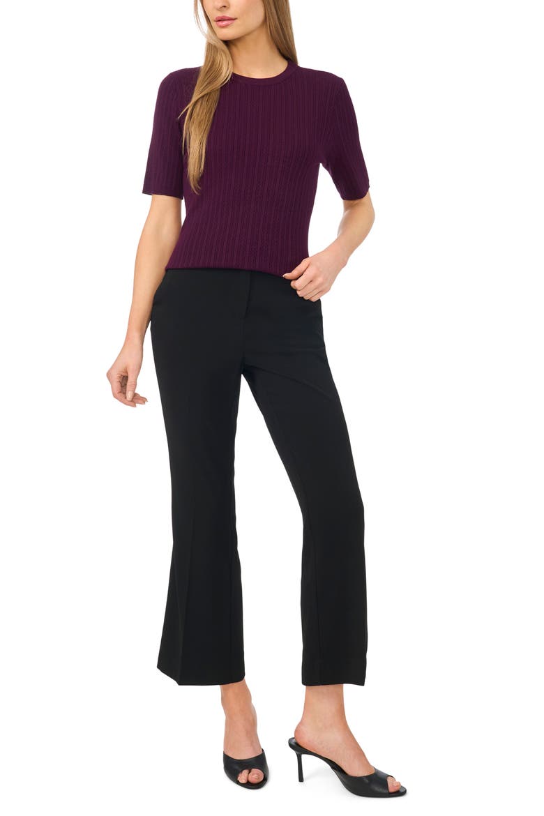 Pointelle Stitch Short Sleeve Sweater, Alternate, color, WINTER BLOOM