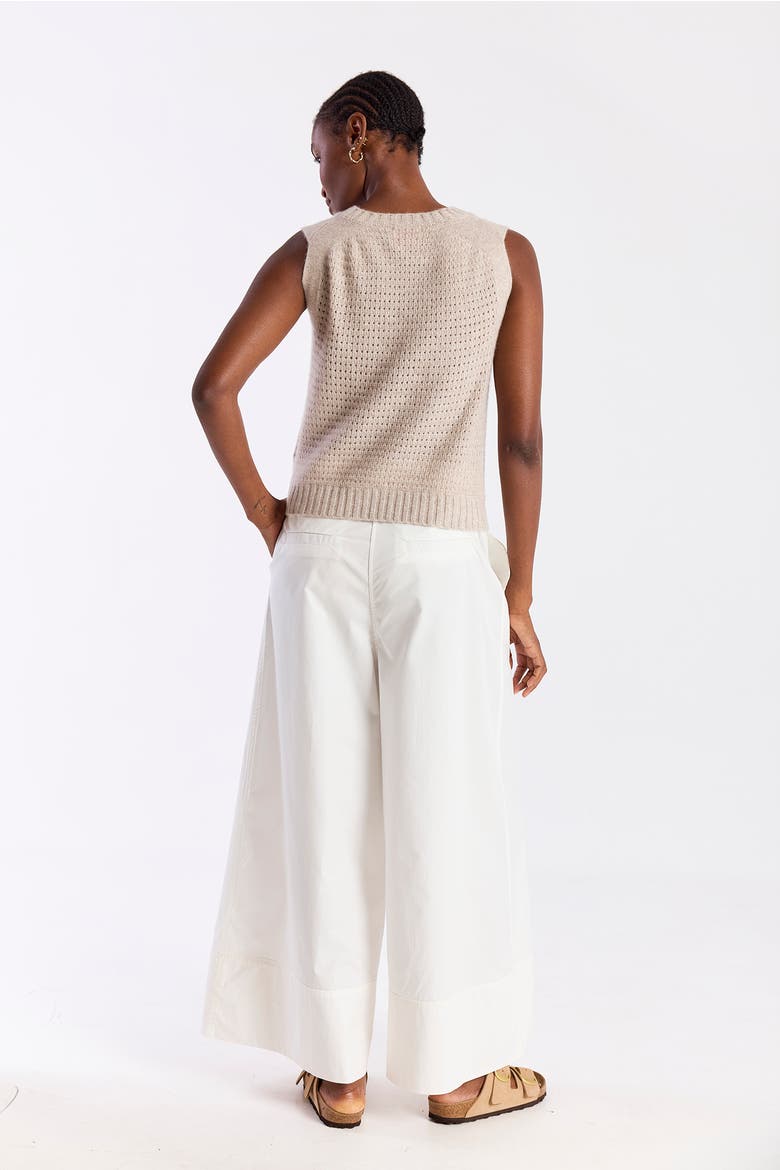 100% Cashmere Crew Neck Tank, Alternate, color, Wheat