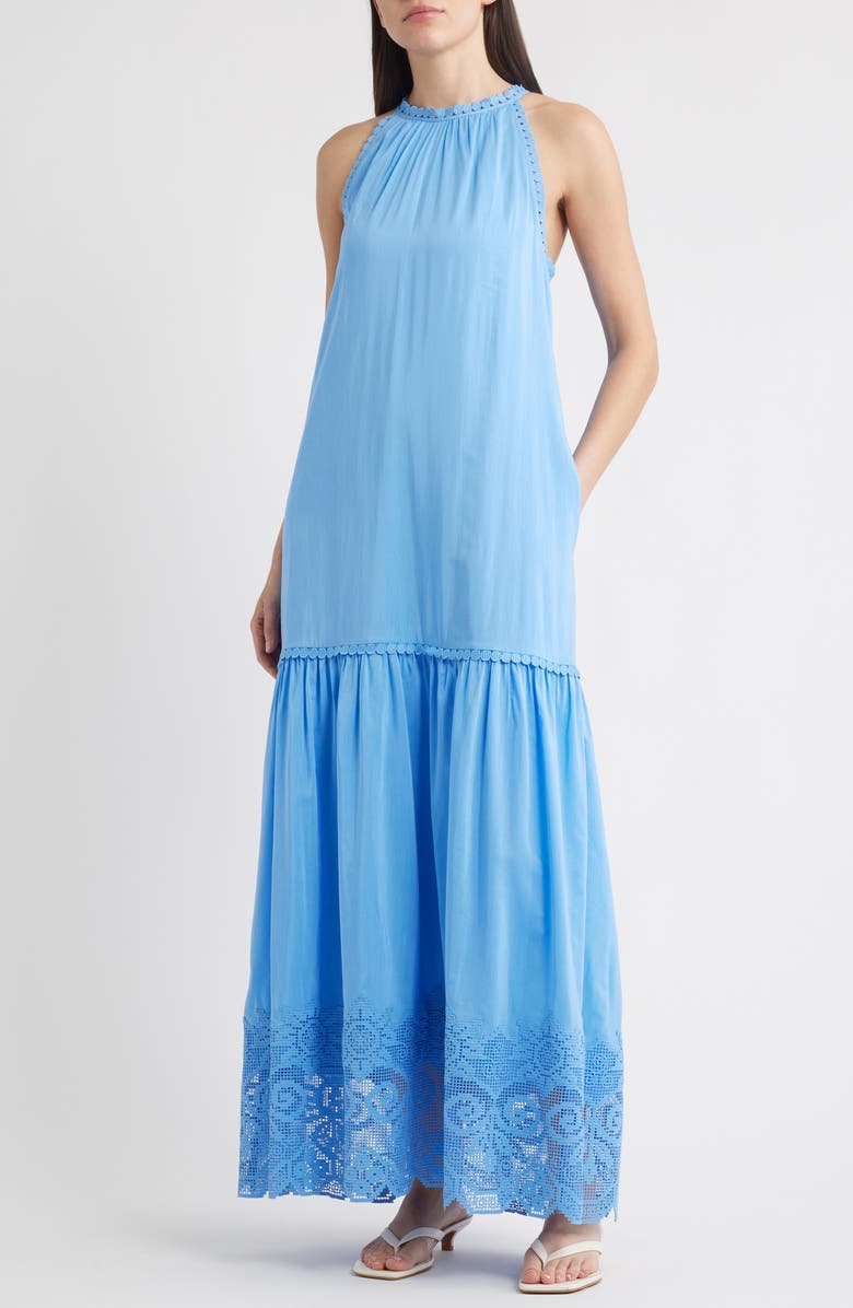 KOBI HALPERIN Teri Lace Trim Maxi Dress, Main, color, Sky Blue