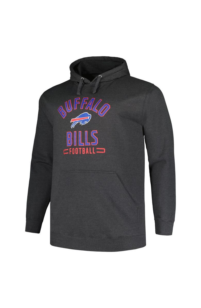 FANATICS Men's Fanatics Branded Heather Charcoal Buffalo Bills Big & Tall Pullover Hoodie, Alternate, color, 