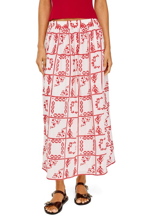 Dax Floral Embroidered Cotton Maxi Skirt
