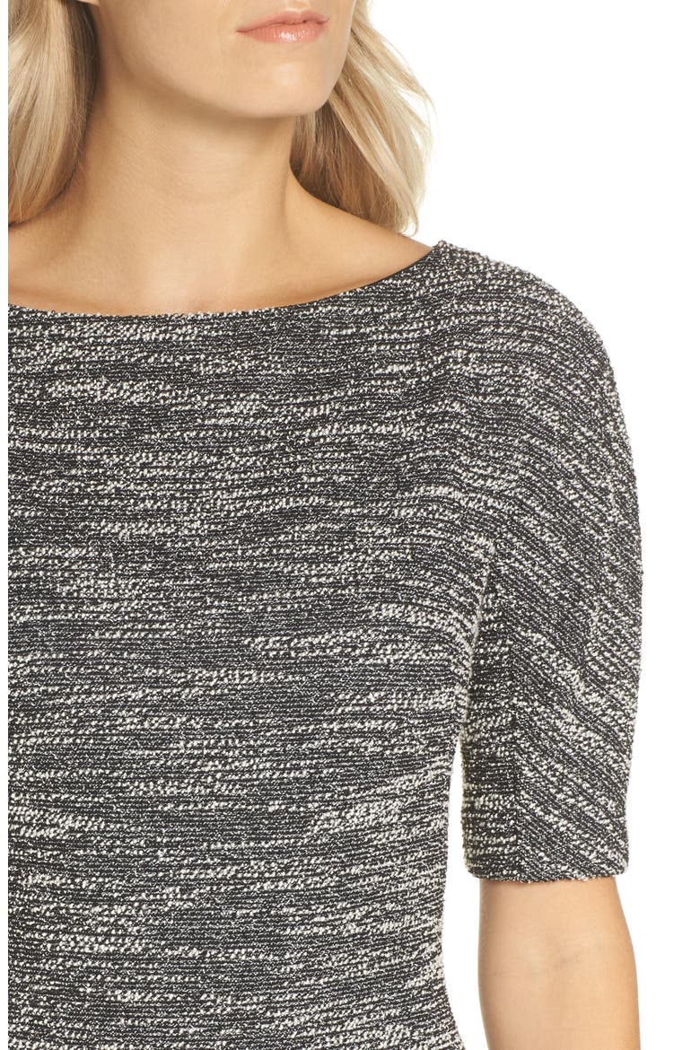 Textured Arc Sheath Dress, Alternate, color, BLACK/ SOFT WHITE