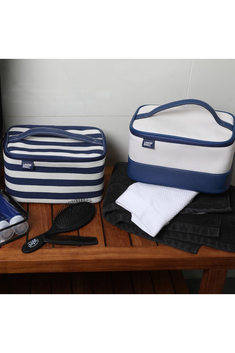 Large Makeup Bag Train Case with 2 100 ML Plastic Travel Bottles, Soft-Sided Cosmetic Travel Bag, Alternate, color, Natural