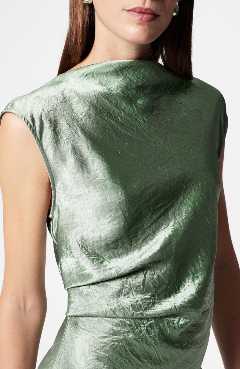 & Other Stories Cap Sleeve Satin Midi Dress, Alternate, color, Green Medium Dusty
