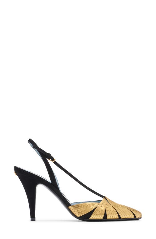 Shop Valentino Garavani Foliage Slingback Pump In Dql Nero/old Gold