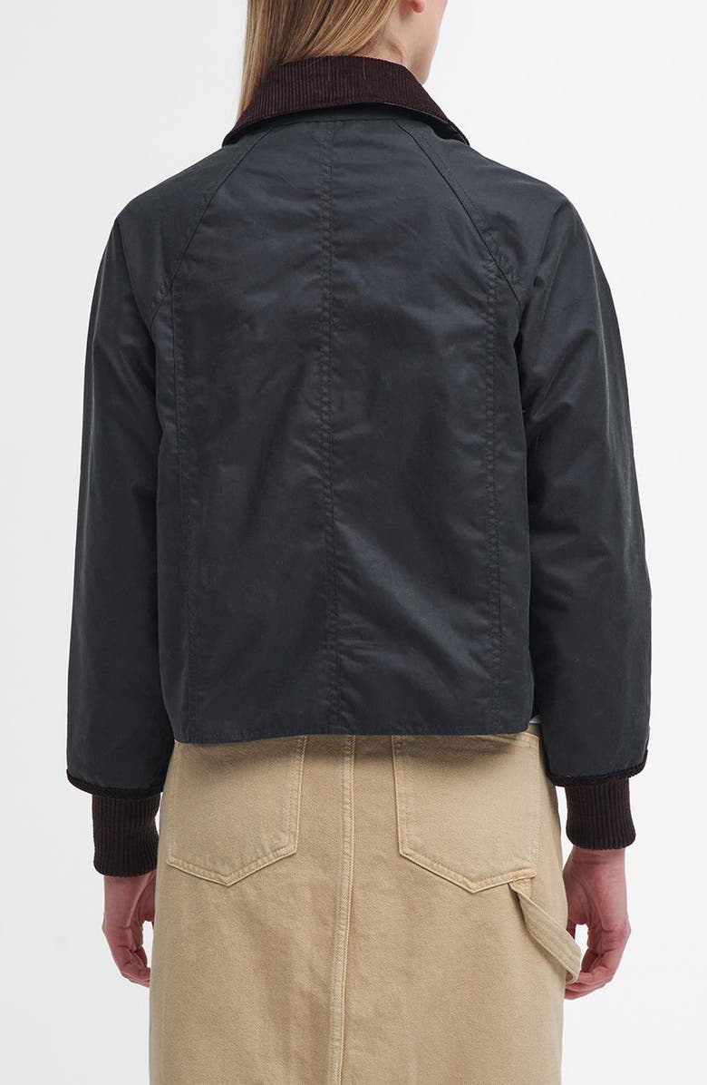 Barbour Beadnell Crop Waxed Cotton Jacket, Alternate, color, Sage/Ancient