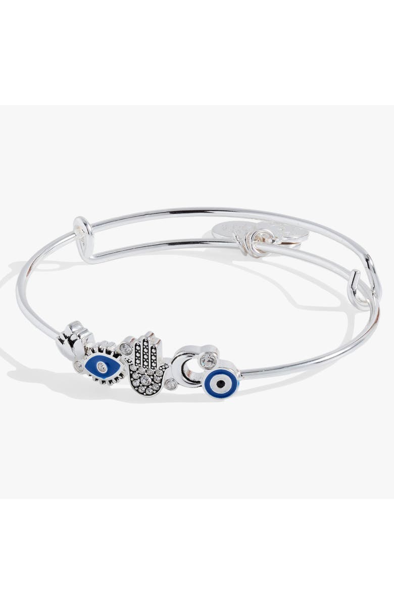 Alex and Ani Protection Inline Bangle, Main, color, Silver