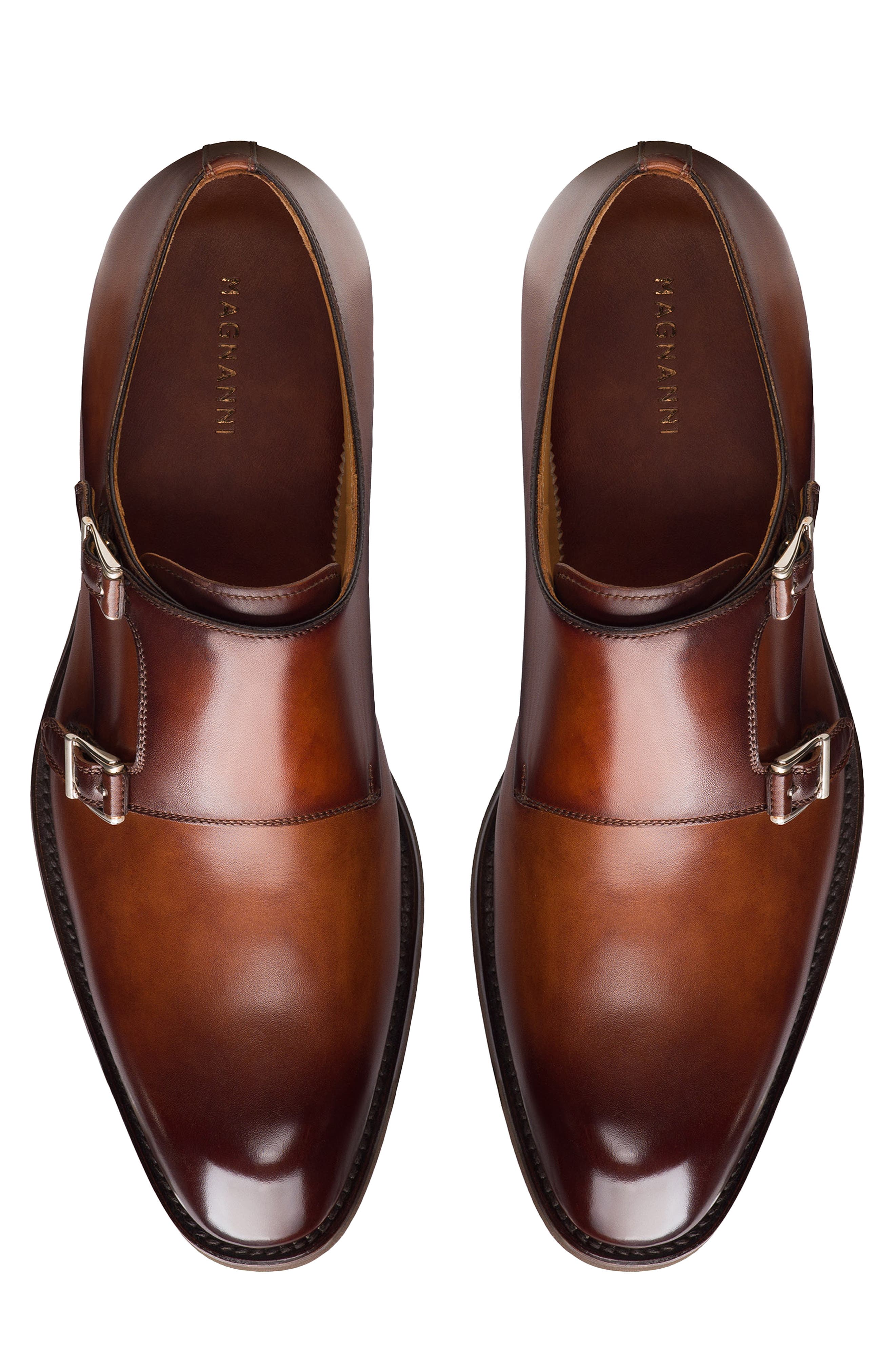Omnia Double Monk Strap Shoe, Alternate, color, COGNAC