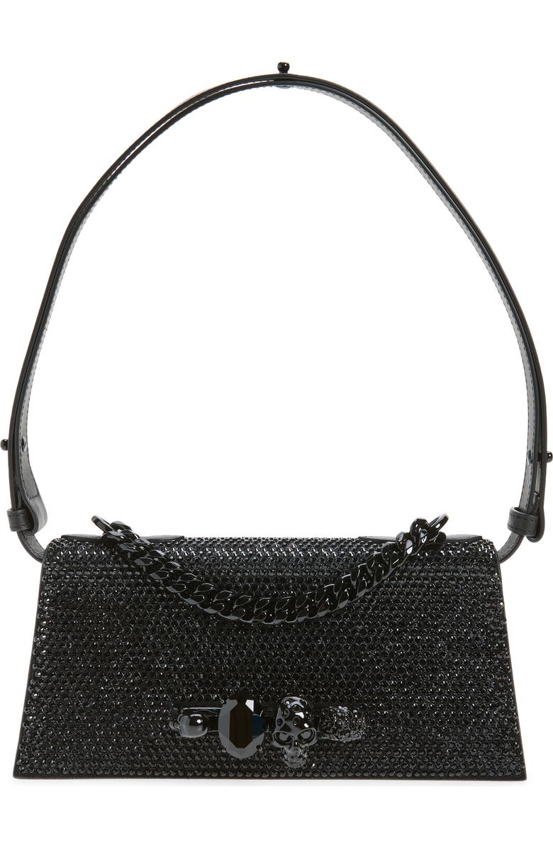 McQueen Mini Jeweled Shoulder Bag, Main, color, Black