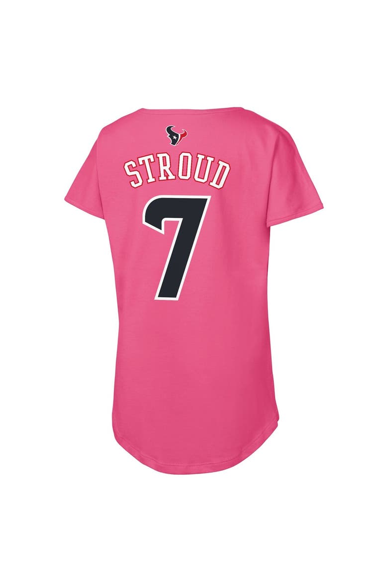 Girls Youth Outerstuff C.J. Stroud Pink Houston Texans Player Name & Number T-Shirt, Alternate, color, Pink