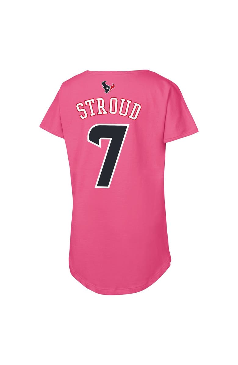 Outerstuff Girls Youth Outerstuff C.J. Stroud Pink Houston Texans Player Name & Number T-Shirt, Alternate, color, Pink