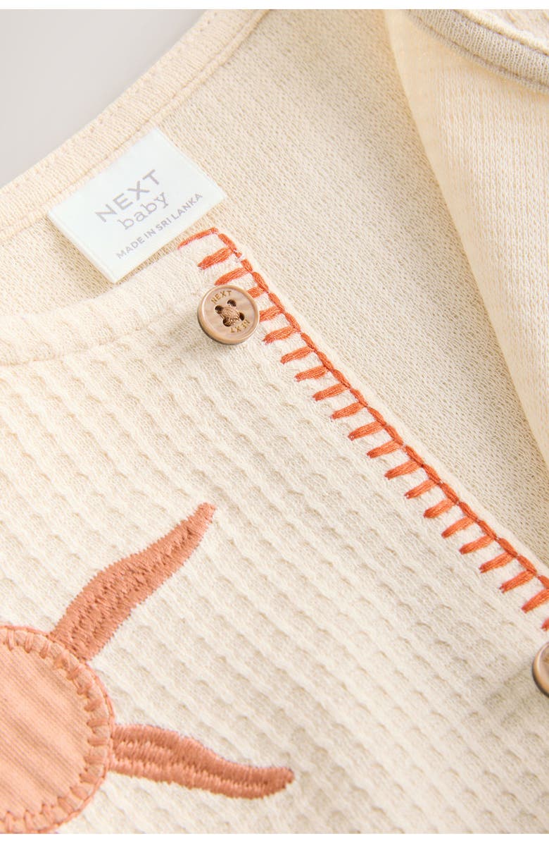 NEXT Cotton Jersey Waffle Knit Romper, Alternate, color, Neutral