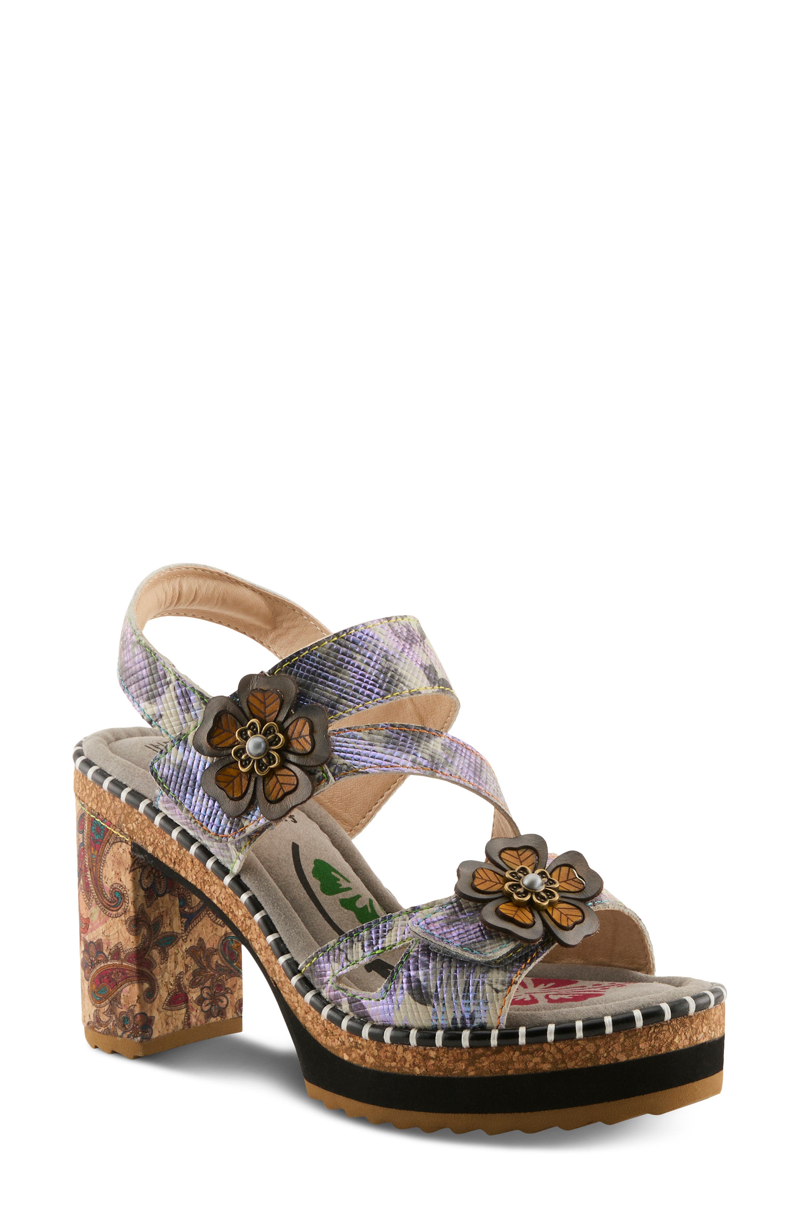 L'Artiste by Spring Step Escapartist Slingback Platform Sandal, Main, color, Blue Multi