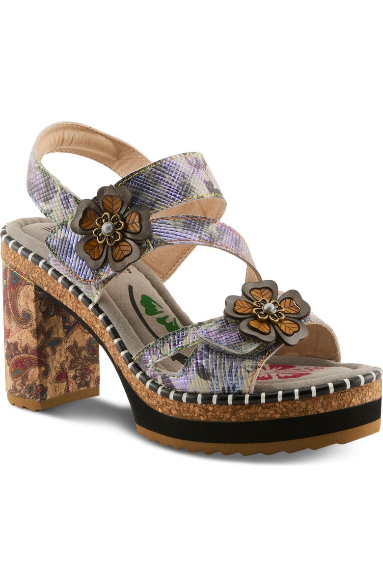 L'Artiste by Spring Step Escapartist Slingback Platform Sandal, Main, color, Blue Multi