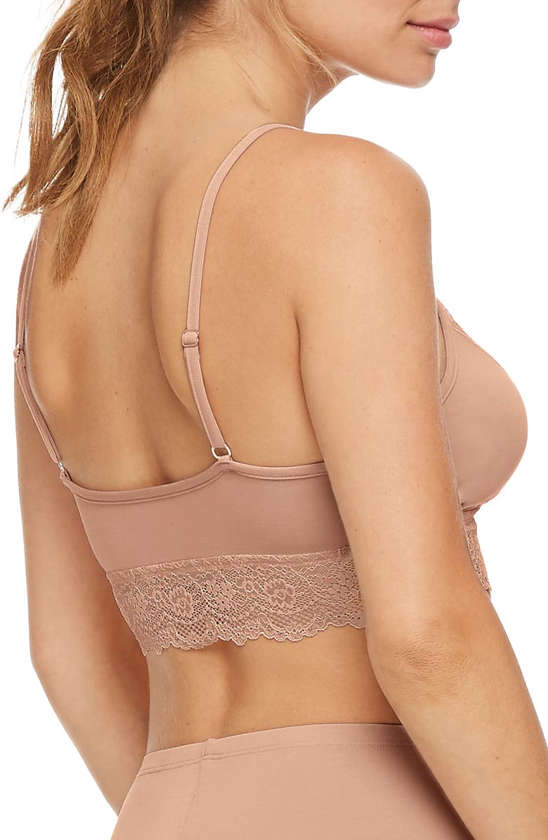 Montelle Intimates Lace Trim Bralette, Alternate, color, Nutmeg
