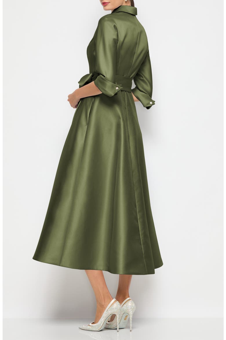 Amorette Satin Twill Midi Shirtdress, Alternate, color, OLIVE